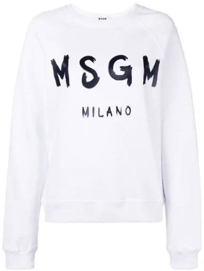 Shop Msgm Logo Print Sweatshirt - White