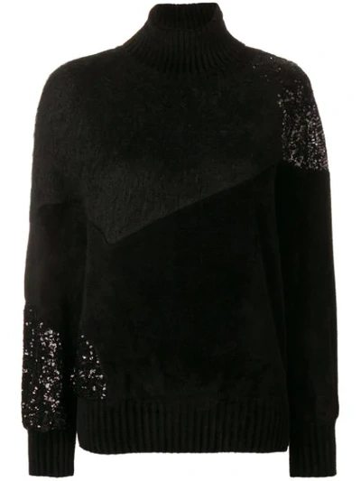 Shop Gianluca Capannolo Sequin Embellished Turtleneck Jumper - Black