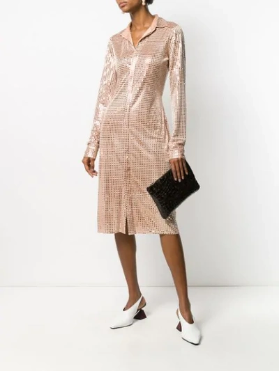Shop Bottega Veneta Studded Disco Dress In Neutrals