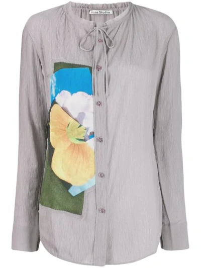 Shop Acne Studios Floral Panel Shirt In Grey