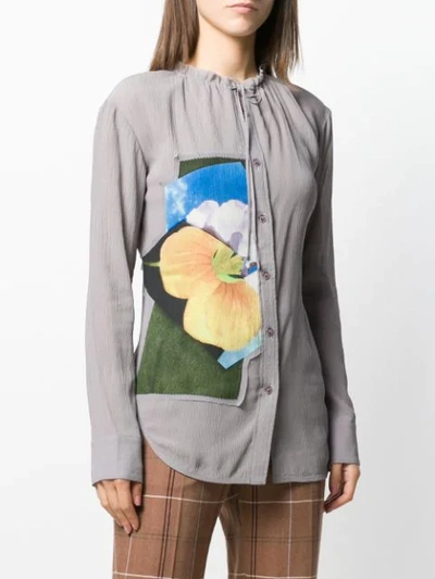 Shop Acne Studios Floral Panel Shirt In Grey