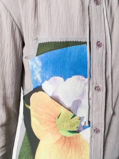 Shop Acne Studios Floral Panel Shirt In Grey