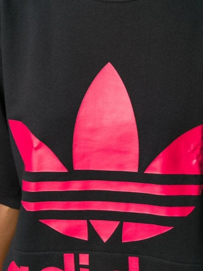 Shop Adidas Originals Logo Print Cropped T-shirt In Black