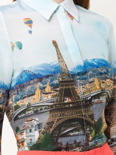 Shop Alice And Olivia Eiffel Tower Shirt In Blue