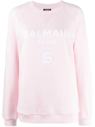 BALMAIN LOGO PRINT SWEATSHIRT - 粉色