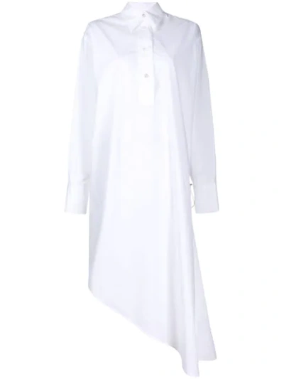 Shop Mm6 Maison Margiela Asymmetric Hem Shirt Dress In White