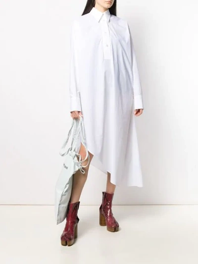 Shop Mm6 Maison Margiela Asymmetric Hem Shirt Dress In White