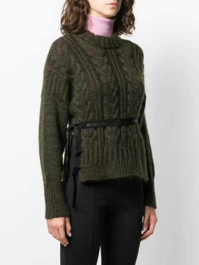 Shop Moncler Bow Knitted Sweater In Green