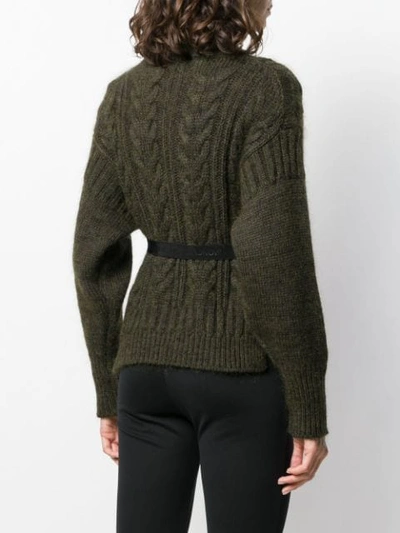 Shop Moncler Bow Knitted Sweater In Green