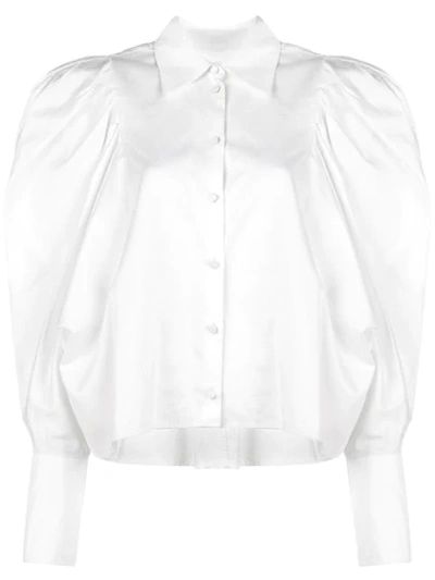 Shop Khaite Puffed Sleeves Shirt In White