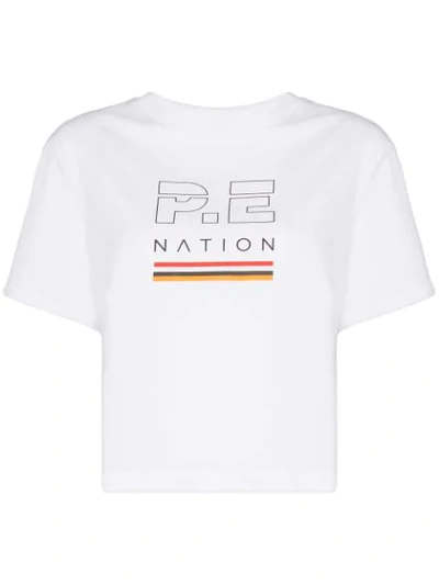 Shop P.e Nation Logo-print Cropped T-shirt In White