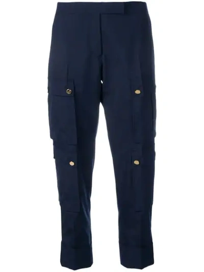 Shop Thom Browne Cropped Cargo Trousers In Blue
