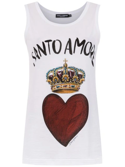 Shop Dolce & Gabbana Printed Tank Top - White