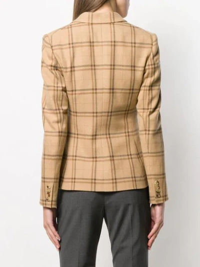 Shop Ralph Lauren Slim-fit Plaid Blazer In Brown