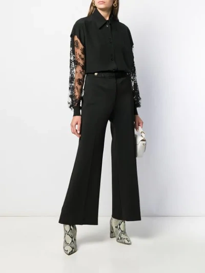 Shop Givenchy Floral Lace Sleeves Button-up Shirt In Black