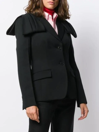 Prada Flap Detail Blazer Jacket In F00002 Nero