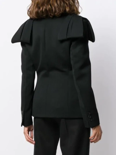 Prada Flap Detail Blazer Jacket In F00002 Nero
