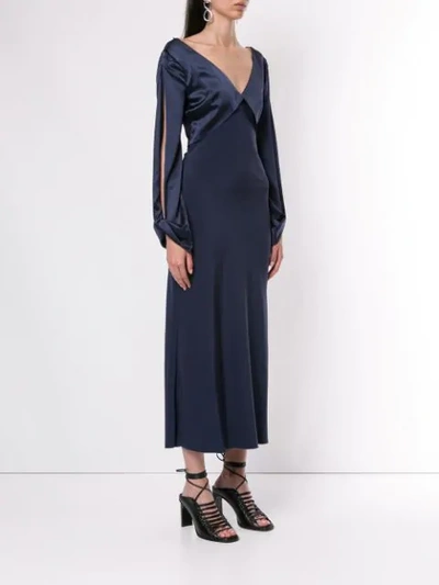 Shop Dion Lee Twist Detail Midi Dress In Blue