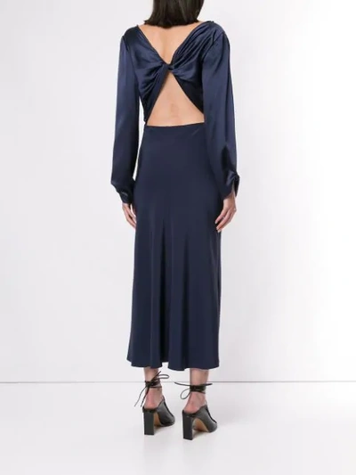 Shop Dion Lee Twist Detail Midi Dress In Blue