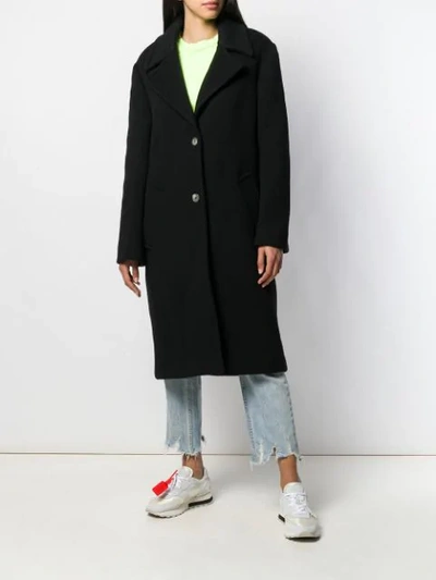 Shop Off-white Beaded Lettering Coat In Black