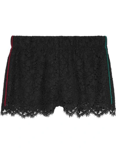Shop Gucci Flower Lace Shorts In 1043 Nero