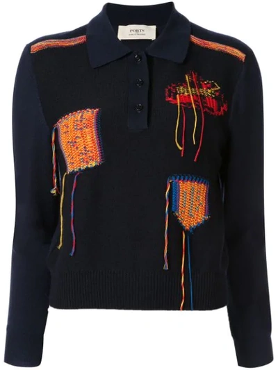 Shop Ports 1961 Knitted Polo Shirt In Blue