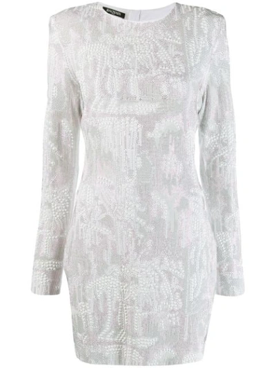 Shop Balmain Studded Bodycon Dress In White