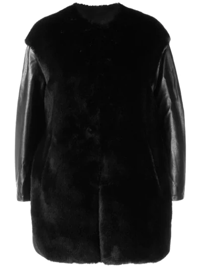 Shop Pinko Faux Fur Boxy Jacket In Black