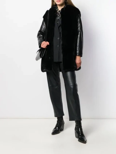 Shop Pinko Faux Fur Boxy Jacket In Black