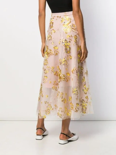 Shop Delpozo Embroidered Full Skirt In Pink