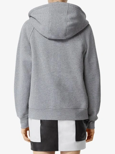 Shop Burberry Vintage Check Detail Jersey Hooded Top In Grey