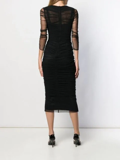 Shop Dolce & Gabbana Ruched Tulle Dress In Black