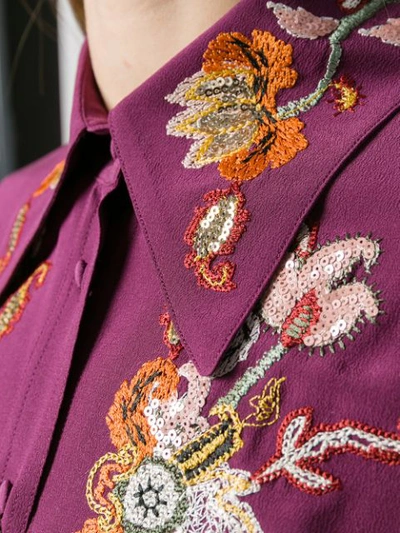 ETRO 花卉刺绣衬衫 - 紫色