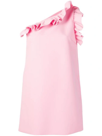 Shop Msgm Einschultriges Minikleid In Pink