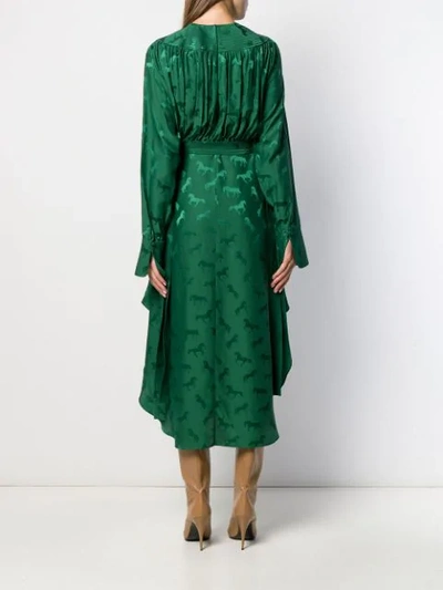 Shop Stella Mccartney Horses Jacquard Midi Dress In Green
