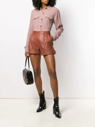Shop Isabel Marant Étoile Abot Leather Shorts In Pink