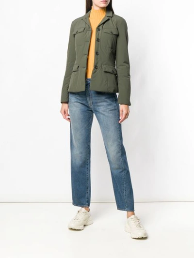 Shop Aspesi Padded Fitted Jacket In Green