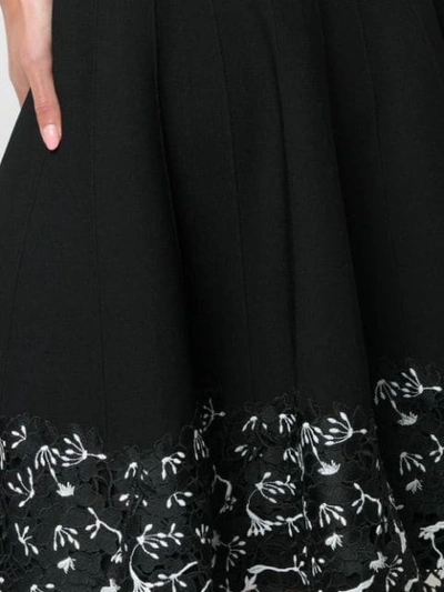 Shop Lela Rose Lace-trim Sweater Dress In Black