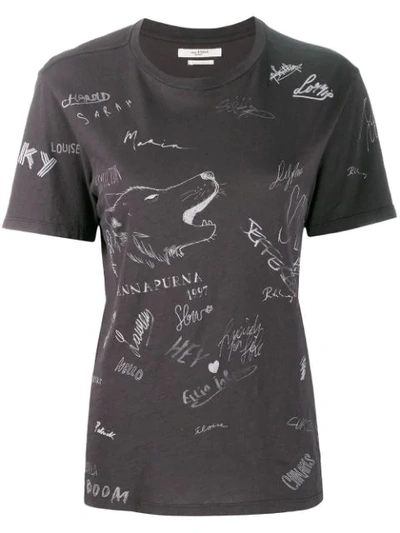Shop Isabel Marant Étoile Printed Crewneck T-shirt In Grey