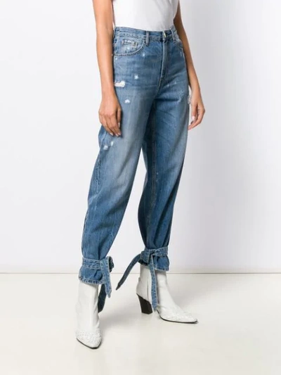 Shop Pinko Distressed Ankle Strap Jeans In Blue