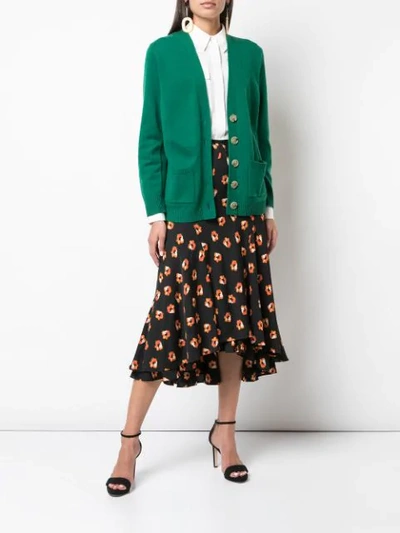 Shop Diane Von Furstenberg Floral Print Flared Skirt In Black