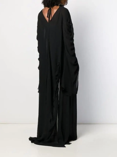Shop Vera Wang Ruched Sleeve Maxi Dress In Black