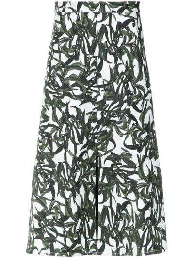 Shop Andrea Marques Foliage Print Midi Skirt In Est Folhagem Areia