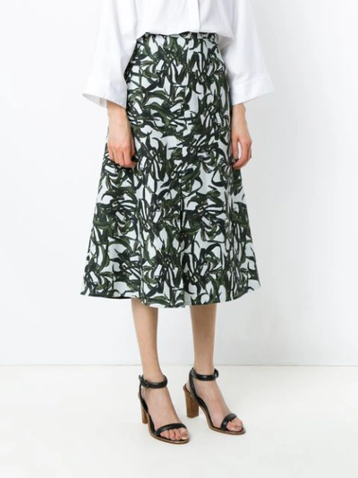 Shop Andrea Marques Foliage Print Midi Skirt In Est Folhagem Areia