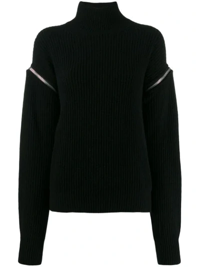 Shop Msgm Turtleneck Knitted Sweater In Black