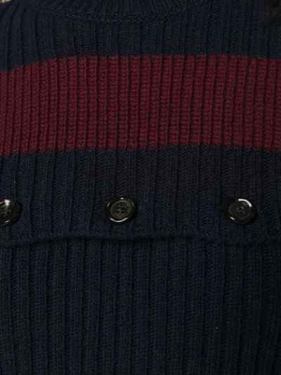 Shop Marni Buttoned Stripe Detail Jumper In Blue