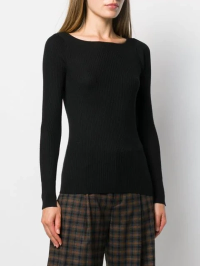 Shop Snobby Sheep Boat-neck Knit Sweater In Black