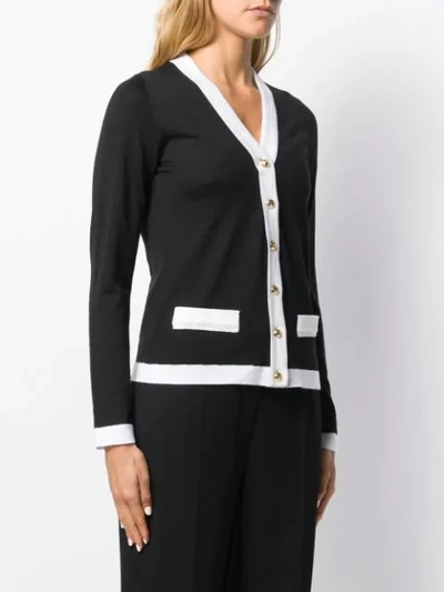 Shop Escada Two-tone Cardigan In Black