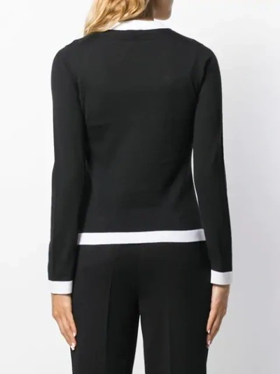 Shop Escada Two-tone Cardigan In Black