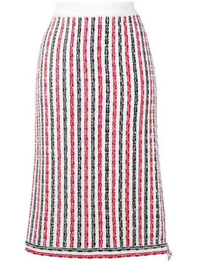 Shop Thom Browne Wide University Stripe Yarn Skirt In White